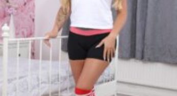 OnlySportswear Natalia Forrest in tight shorts and striped socks