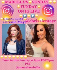 Marcela Alonso Welcomes Comedian & Podcaster Chrissie Mayr IG Live Show #SundayFunday