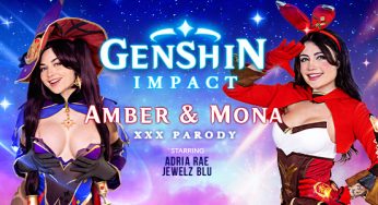 VRConk Adria Rae & Jewelz Blu – Genshin Impact: Amber & Mona (A XXX Parody) <i class="fas fa-vr-cardboard"></i>