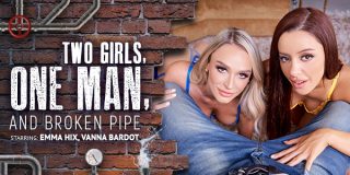 VRBangers Emma Hix & Vanna Bardot – Two Girls, One Man, and Broken Pipe <i class=