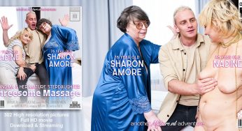 MatureNL Sharon Amore, Nadine, Martin Spell – Teach Me: Grandma and Her Mature Stepdaughter Threesome Massage