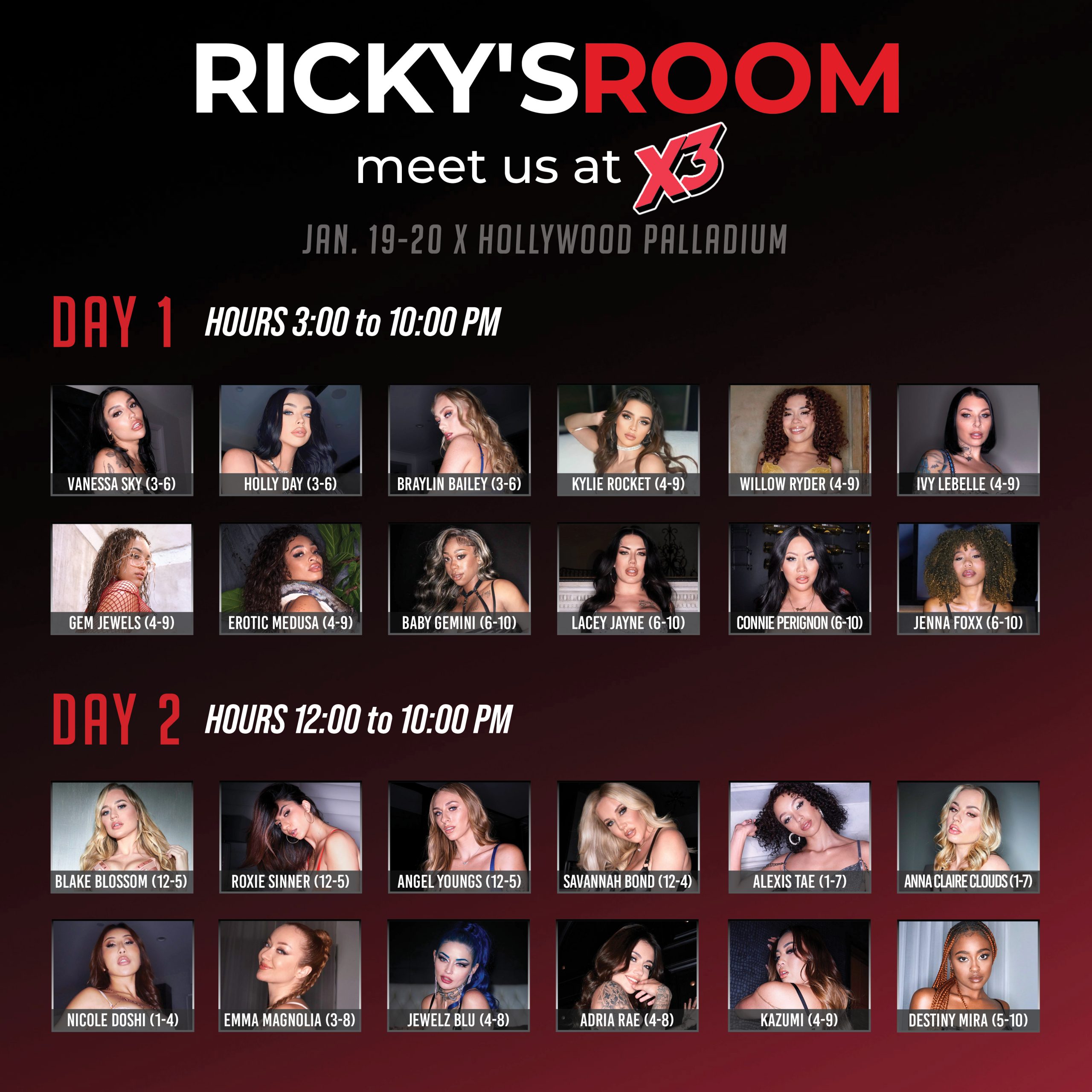 Ricky’s Room Bringing Bevy of All-Star Beauties to X3 Show