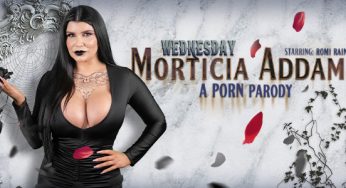 VRConk Romi Rain – Wednesday: Morticia Addams (A Porn Parody)