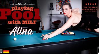 Mature.NL Alina – Alina is a German Tall MILF with a shaved pierced pussy that loves to play with a poolstick