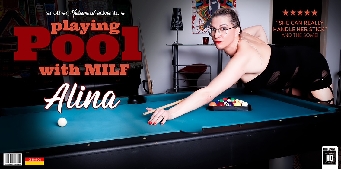 Mature.NL Alina – Alina is a German Tall MILF with a shaved pierced pussy that loves to play with a poolstick