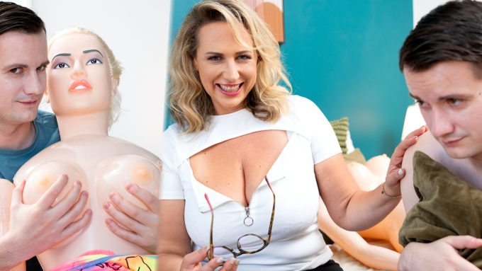 Stepmom Teacher Caught Stepson Fucking Inflatable Doll and Gave Him a Real Lesson Sam Bourne, Kathy Deep